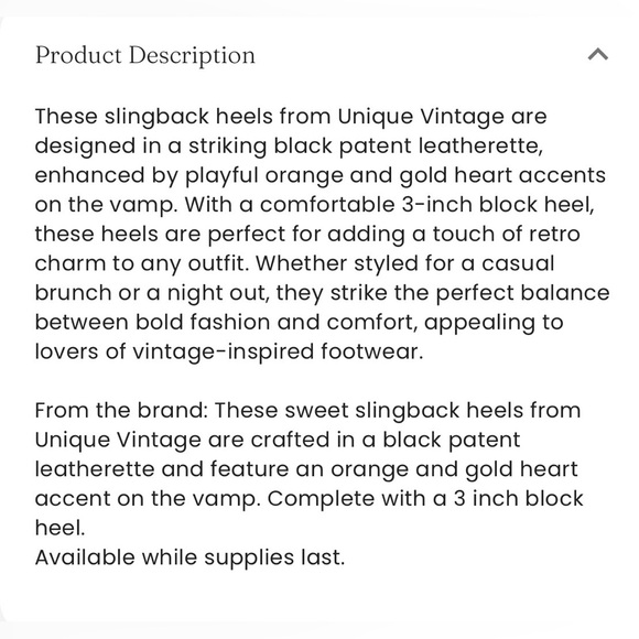 Unique Vintage ‘50s Black & Orange Heart Leatherette Slingback Heels, Sz 6, NWT! - Picture 16 of 16